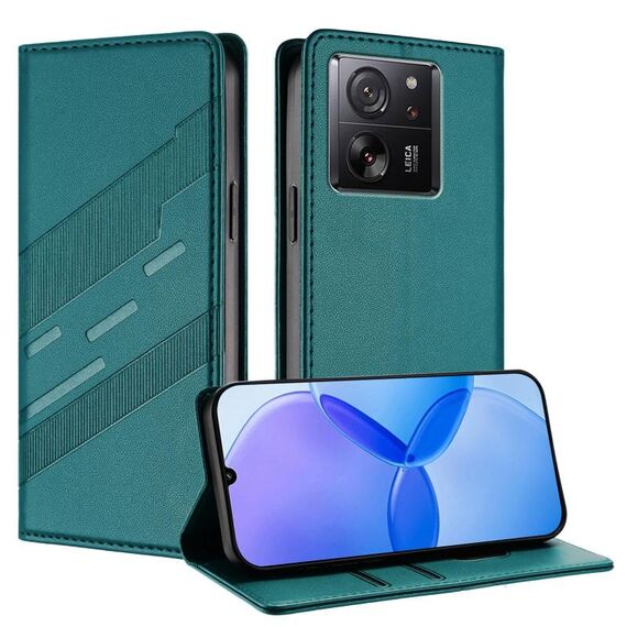 Per Redmi K60 Ultra Custodia per telefono in pelle retrò multifunzionale con portafoglio in rilievo (verde scuro)