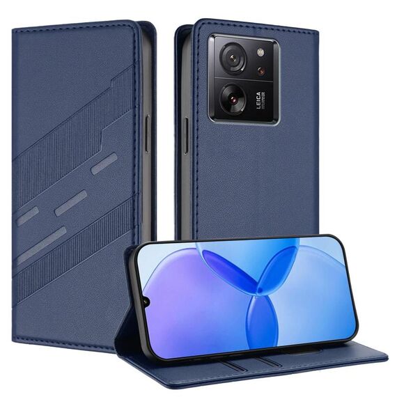 Per Redmi K60 Ultra Custodia per telefono in pelle retrò multifunzionale con portafoglio in rilievo (blu scuro)