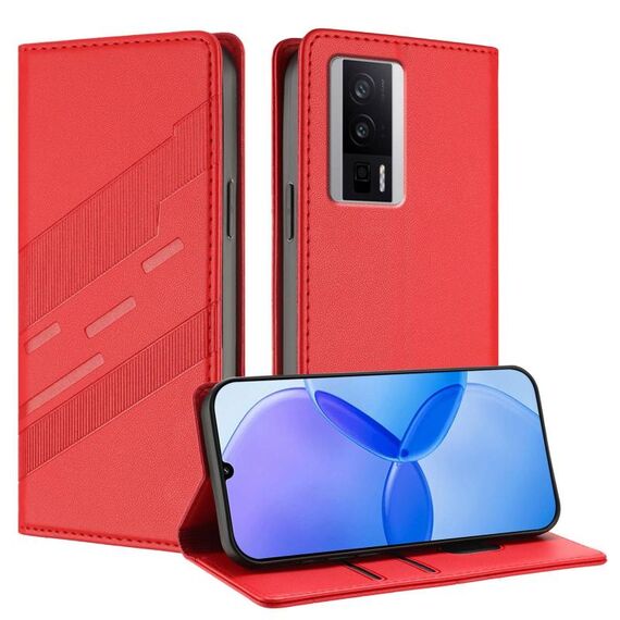 Per Redmi K60 / K60 Pro Custodia per telefono in pelle retrò con portafoglio multifunzionale in rilievo (rosso)