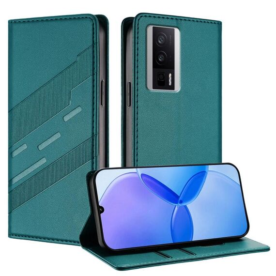 Custodia in pelle retrò con portafoglio multifunzionale in rilievo per Redmi K60 / K60 Pro (verde scuro)