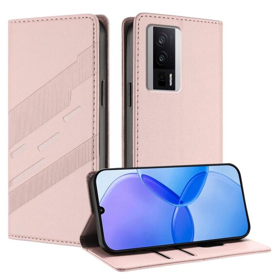Custodia per telefono in pelle retrò con portafoglio multifunzionale in rilievo per Redmi K60 / K60 Pro (rosa)