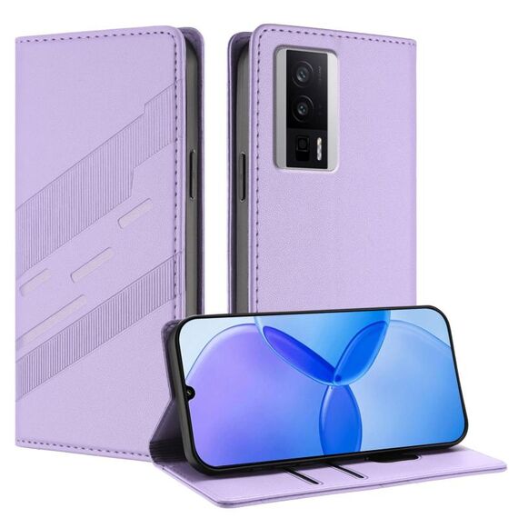 Custodia per telefono in pelle retrò con portafoglio multifunzionale in rilievo per Redmi K60 / K60 Pro (viola chiaro)