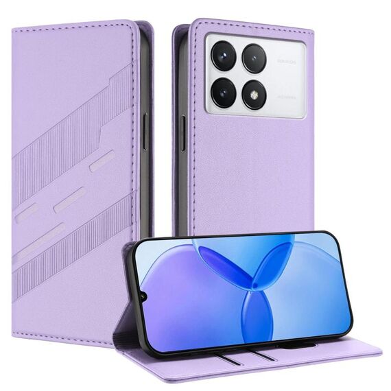 Per Redmi K70 Custodia per telefono in pelle retrò con portafoglio multifunzionale in rilievo (viola chiaro)