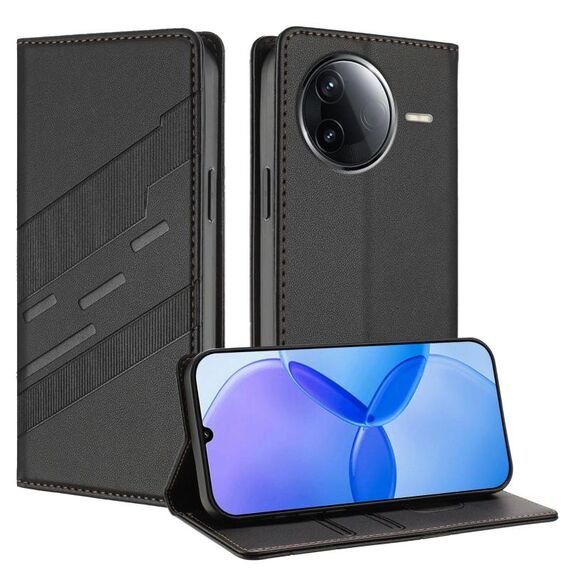 Per Redmi K80 Custodia per telefono in pelle retrò con portafoglio multifunzionale in rilievo (nero)