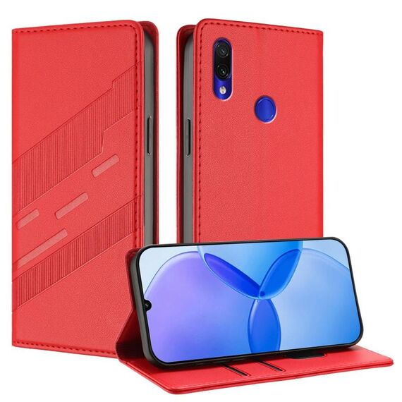 Custodia per telefono in pelle retrò con portafoglio multifunzionale in rilievo per Redmi Note 7 Pro (rossa)