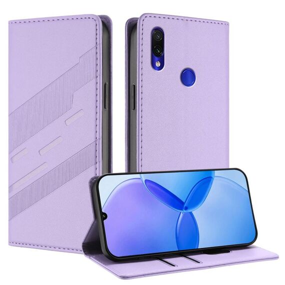 Per Redmi Note 7 Pro Custodia per telefono in pelle retrò con portafoglio multifunzionale in rilievo (viola chiaro)