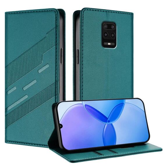 Custodia in pelle retrò con portafoglio multifunzionale in rilievo per Redmi Note 9 Pro (verde scuro)