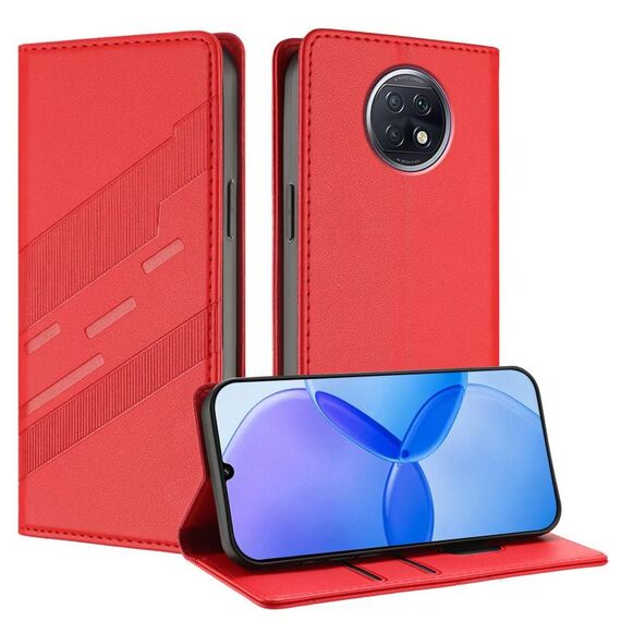 Custodia per telefono in pelle retrò con portafoglio multifunzionale in rilievo per Redmi Note 9T (rossa)