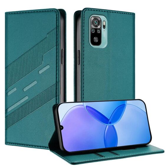 Custodia in pelle retrò con portafoglio multifunzionale in rilievo per Redmi Note 10 4G (verde scuro)