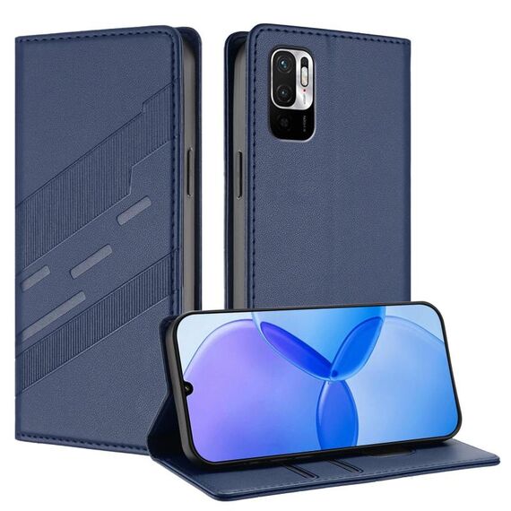 Custodia in pelle retrò con portafoglio multifunzionale in rilievo per Redmi Note 10 5G (blu scuro)