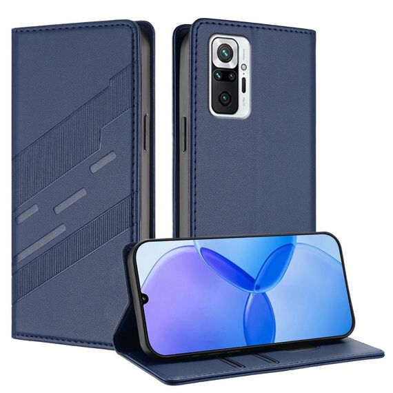 Custodia in pelle retrò con portafoglio multifunzionale in rilievo per Redmi Note 10 Pro (blu scuro)
