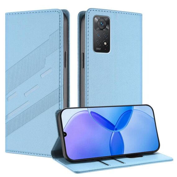 Custodia in pelle retrò con portafoglio multifunzionale in rilievo per Redmi Note 11 Pro (blu chiaro)