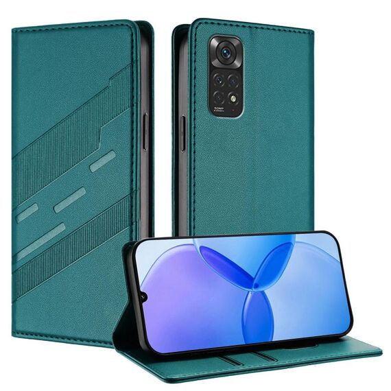 Custodia per telefono in pelle retrò con portafoglio multifunzionale in rilievo per Redmi Note 11 (verde scuro)
