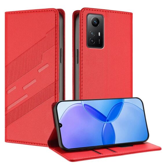 Per Redmi Note 12S Custodia per telefono in pelle retrò con portafoglio multifunzionale in rilievo (rosso)