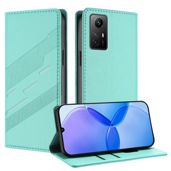 Custodia in pelle retrò con portafoglio multifunzionale in rilievo per Redmi Note 12S (verde menta)
