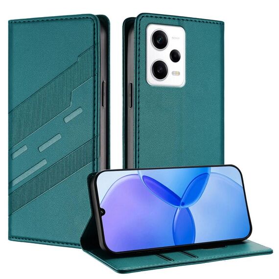 Custodia in pelle retrò con portafoglio multifunzionale in rilievo per Redmi Note 12 Pro (verde scuro)