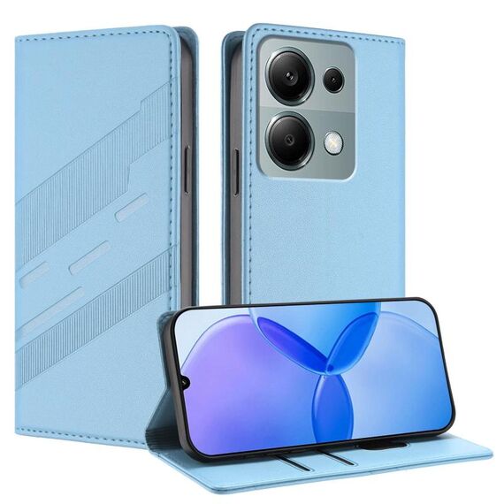 Custodia in pelle retrò con portafoglio multifunzionale in rilievo per Redmi Note 13 Pro 4G (blu chiaro)