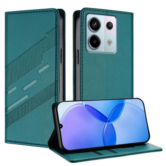 Custodia in pelle retrò con portafoglio multifunzionale in rilievo per Redmi Note 13 Pro 5G (verde scuro)