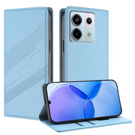 Custodia in pelle retrò con portafoglio multifunzionale in rilievo per Redmi Note 13 Pro 5G (blu chiaro)
