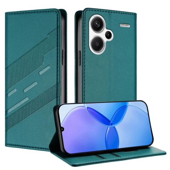 Per Redmi Note 13 Pro+ Custodia per telefono in pelle retrò con portafoglio multifunzionale in rilievo (verde scuro)