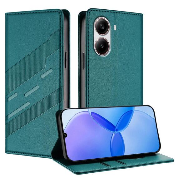 Custodia in pelle retrò con portafoglio multifunzionale in rilievo per Redmi Turbo 4 (verde scuro)