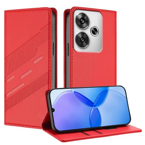 Per Redmi Turbo 3 Custodia per telefono in pelle retrò con portafoglio multifunzionale in rilievo (rosso)
