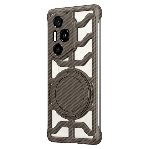 Custodia per telefono MagSafe con supporto girevole in fibra di carbonio per Honor 300 Pro / 300 Ultra Hollow (oro)