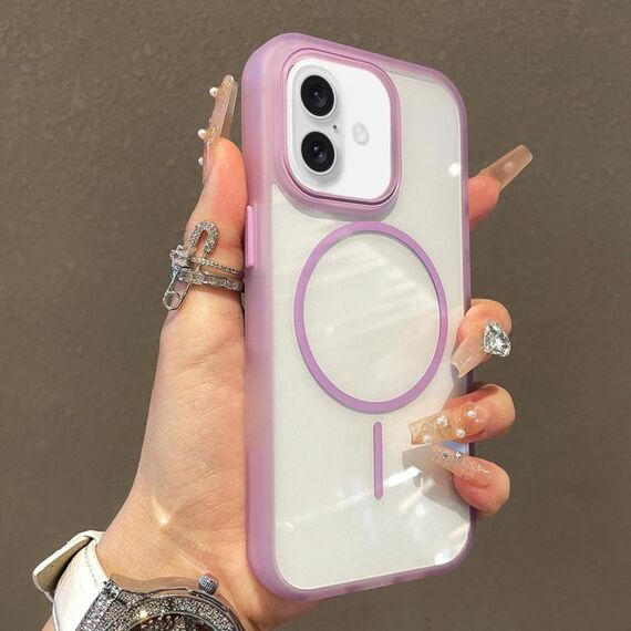 Per iPhone 16 Plus Custodia per telefono sottile MagSafe N52 Translucent Armor (viola trasparente)