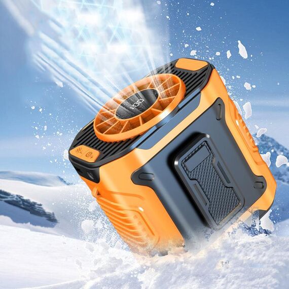 Ventilatore portatile da appendere alla vita per esterni, 100 velocità, ventilatore da campeggio, raffreddamento a lunga durata, ricarica (arancione)