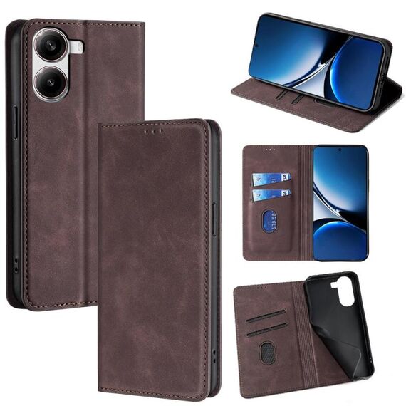 Per Redmi Turbo 4 Custodia in pelle magnetica Skin Feel (marrone scuro)