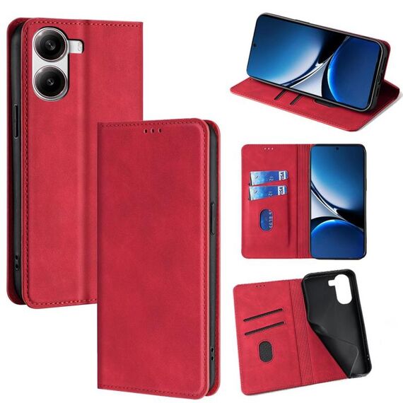 Per Redmi Turbo 4 Custodia in pelle magnetica Skin Feel (rosso)