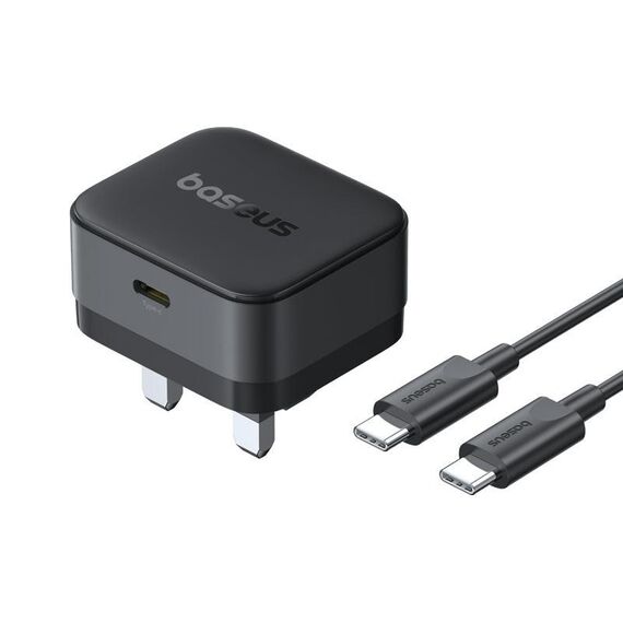 Set caricabatterie Baseus Smart Charge 20W Type-C con cavo da 1 m 60W Type-C a Type-C, spina: spina UK (nero)