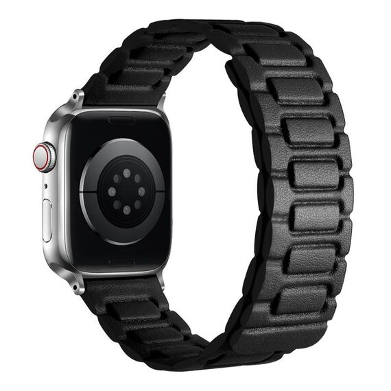 Per Apple Watch 46mm / 49mm / 45mm / 44mm Cinturino magnetico in pelle a tre pezzi a forma di I (nero)