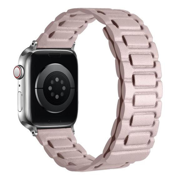 Per Apple Watch 46mm / 49mm / 45mm / 44mm Cinturino magnetico in pelle a tre pezzi a forma di I (cachi)