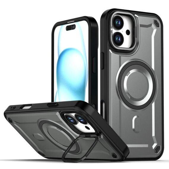 Per iPhone 16 Plus MagSafe PC Phone Case con supporto per obiettivo (grigio)