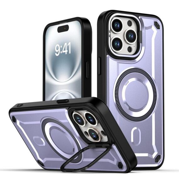 Per iPhone 14 Pro Max MagSafe PC Phone Case con supporto per obiettivo (viola)