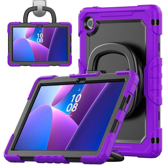 Per Lenovo Tab 10.1 TB-311XU/FU D Type Custodia per tablet PC ibrida in silicone con supporto per maniglia (viola)
