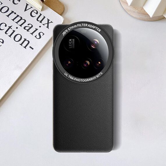 Per Xiaomi 15 Ultra JSR Custodia in pelle semplice con anello adattatore (nero)
