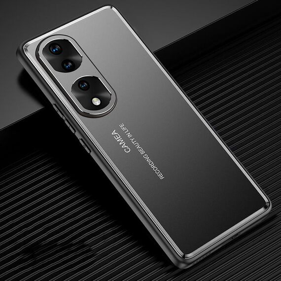 Custodia per telefono in metallo satinato per Honor 70 Pro (nero)