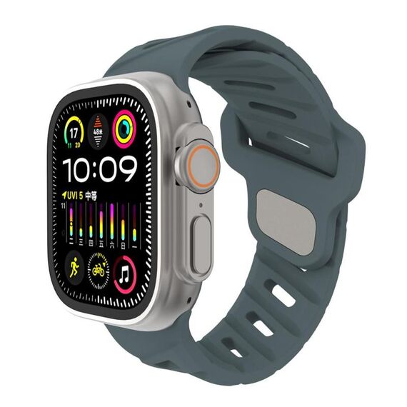 Per Apple Watch 46mm / 49mm / 45mm / 44mm Cinturino in silicone con foro inclinato (grigio chiaro di luna)