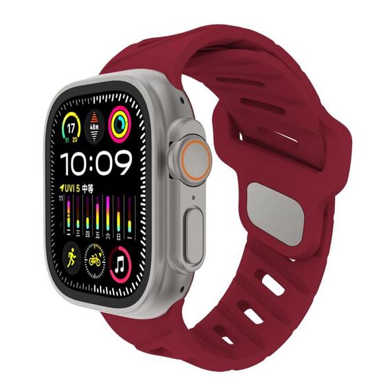 Per Apple Watch 42mm / 41mm / 40mm / 38mm Cinturino in silicone con foro inclinato (rosso vino)