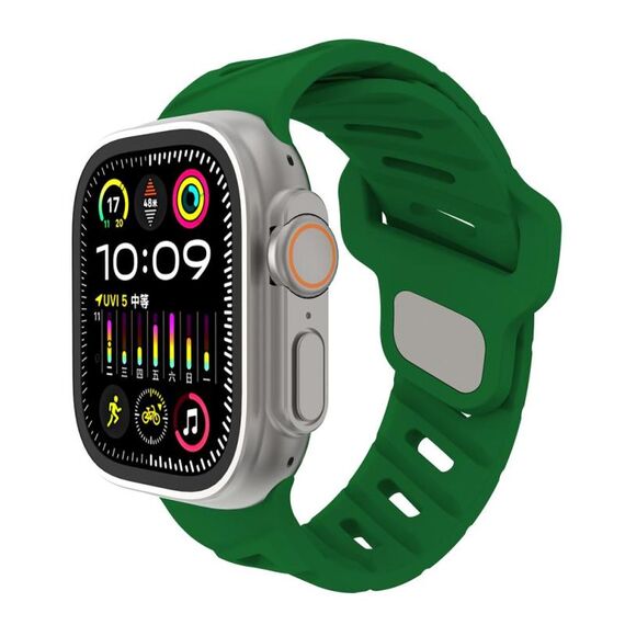 Per Apple Watch 42mm / 41mm / 40mm / 38mm Cinturino in silicone con foro inclinato (verde)
