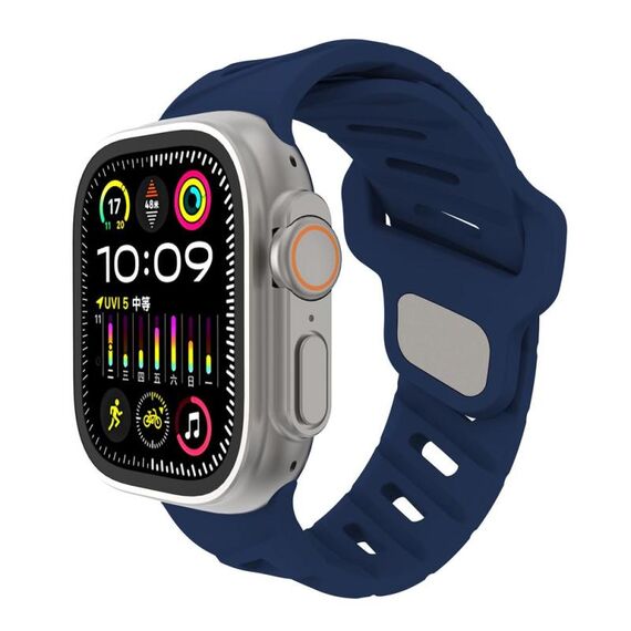 Per Apple Watch 42mm / 41mm / 40mm / 38mm Cinturino in silicone con foro obliquo (blu notte)