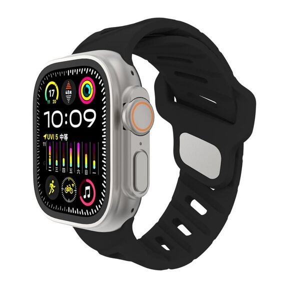 Per Apple Watch 42mm / 41mm / 40mm / 38mm Cinturino in silicone con foro inclinato (nero)