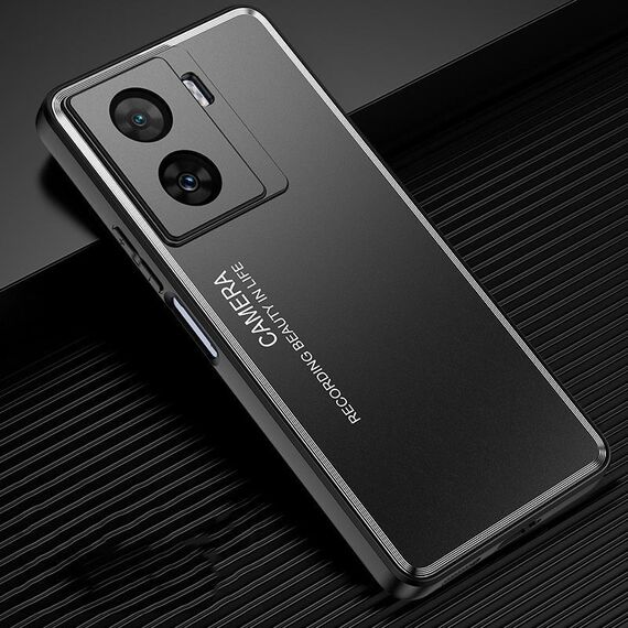 Per vivo iQOO Z7x Custodia per telefono in metallo satinato (nero)