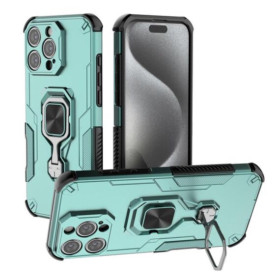 Per iPhone 16 Pro Max Custodia per telefono in TPU ibrido con supporto in metallo per PC (verde)