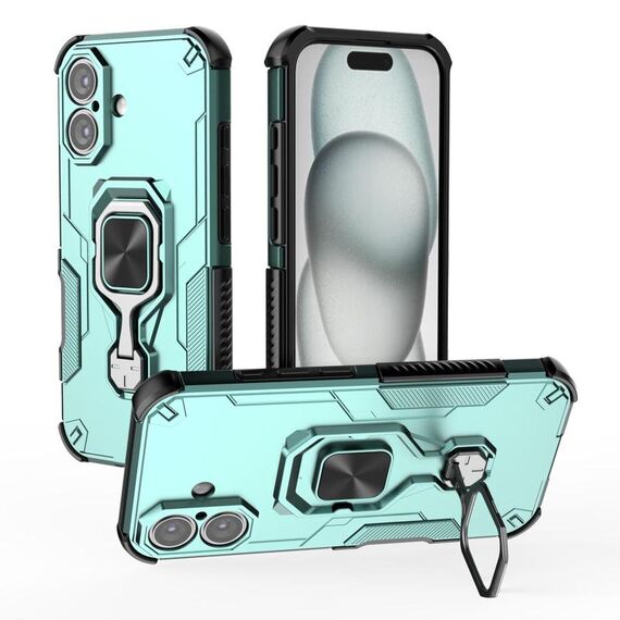 Per iPhone 16 Plus Custodia per telefono in TPU ibrido con supporto in metallo per PC (verde)