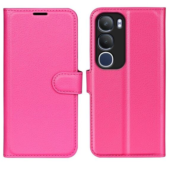 Per vivo vivo Y19s 4G / Y29 5G Custodia in pelle con supporto orizzontale con texture Litchi (rosso rosa)