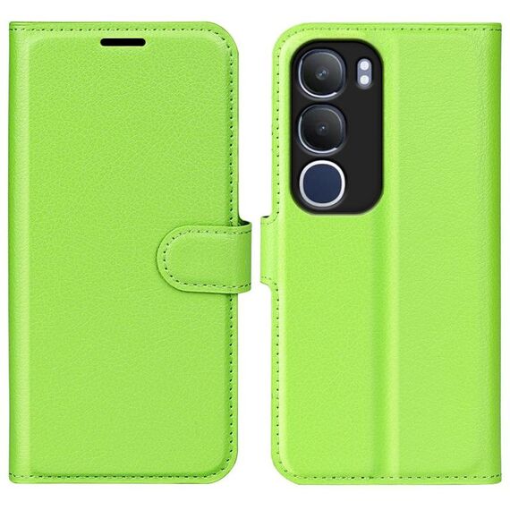 Per vivo vivo Y19s 4G / Y29 5G Custodia per telefono in pelle con texture Litchi orizzontale con supporto (verde)
