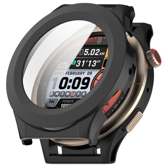 Per Amazfit Cheetah Pro Custodia protettiva per orologio PC integrata con pellicola temperata (nero)